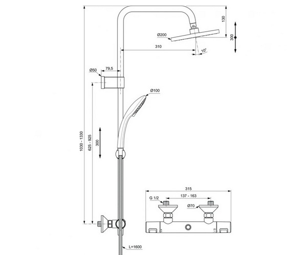 душевая система IDEAL STANDARD CERATHERM T25